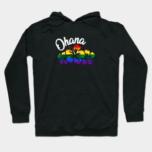 Ohana LGBT Pride Flag Hibiscus Flowers Hoodie